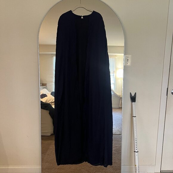 Navy Long Sleeve Cape Dress - Picture 1 of 4